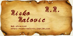 Miško Malović vizit kartica